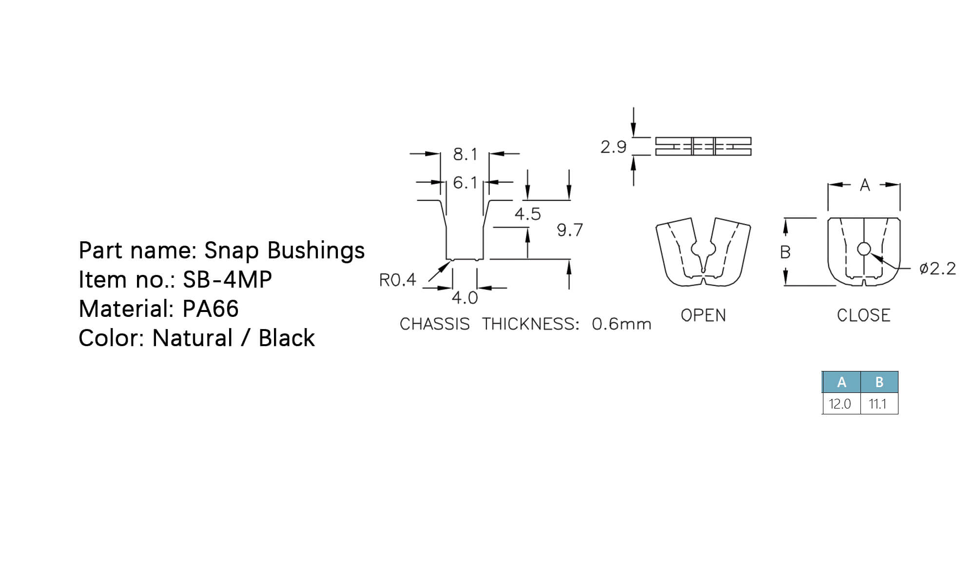 Snap Bushings SB-4MP